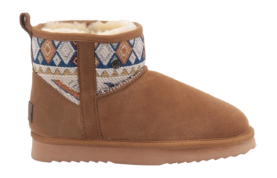 Bottes Warmbat Femme Wallaby Suede Woven Print Cognac