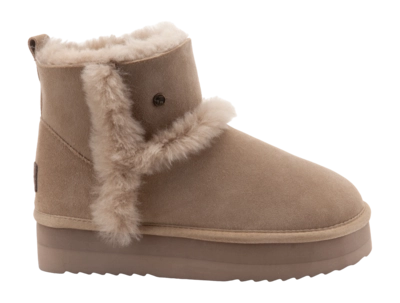 Bottes Warmbat Femme Wallaby Suede Double Faced Plateau Wool Stone