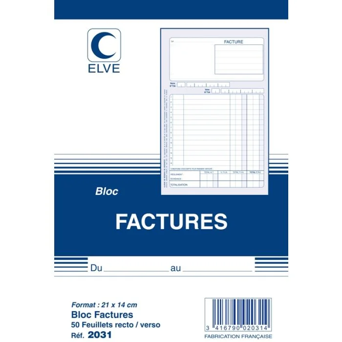 Bloc de Factures vierges - 210 x 140 mm ELVE