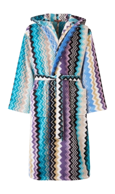 Peignoir Missoni Unisexe Giacomo à Capuche Turquoise Multicolor