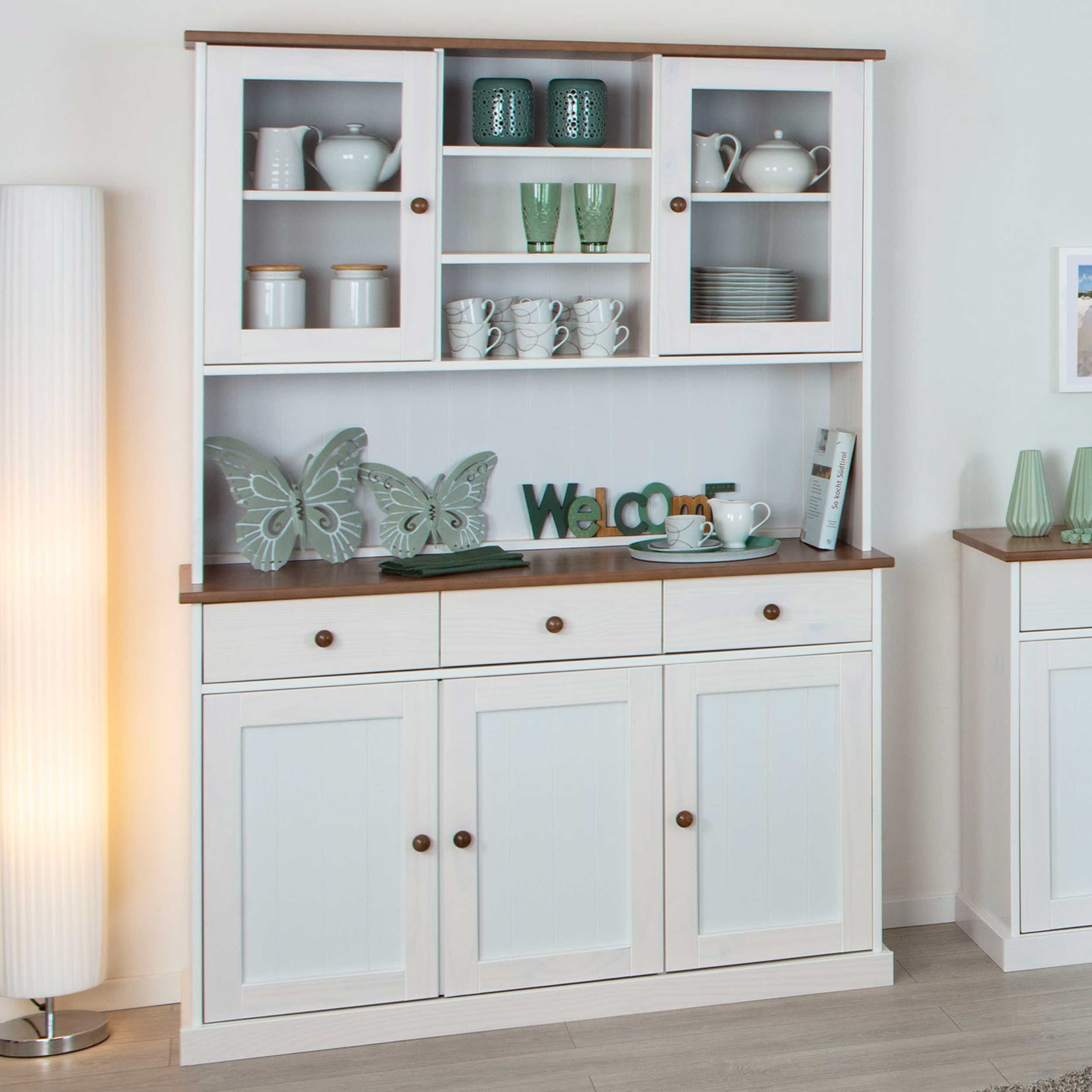 Vaisselier Westerland large campagne - blanc/brun