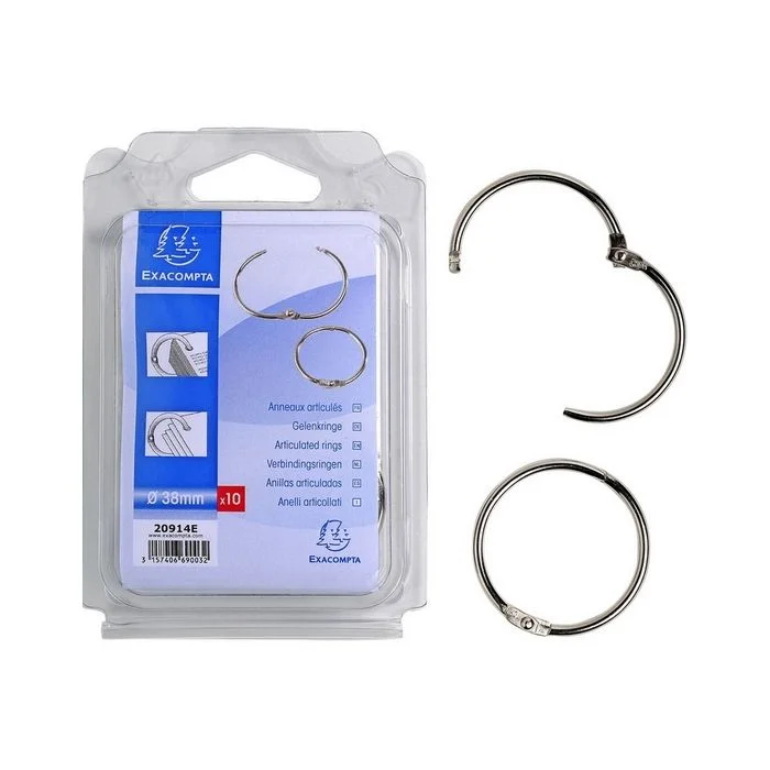 Anneaux articulés en acier - 38 mm EXACOMPTA Lot de 10
