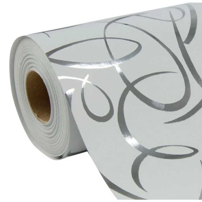 Papier Cadeau Arabesque argent sur rouleau - 700 mm x 50 m CLAIREFONTAINE