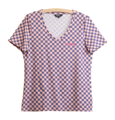 T-shirt V-Neck SNURK Femme Check