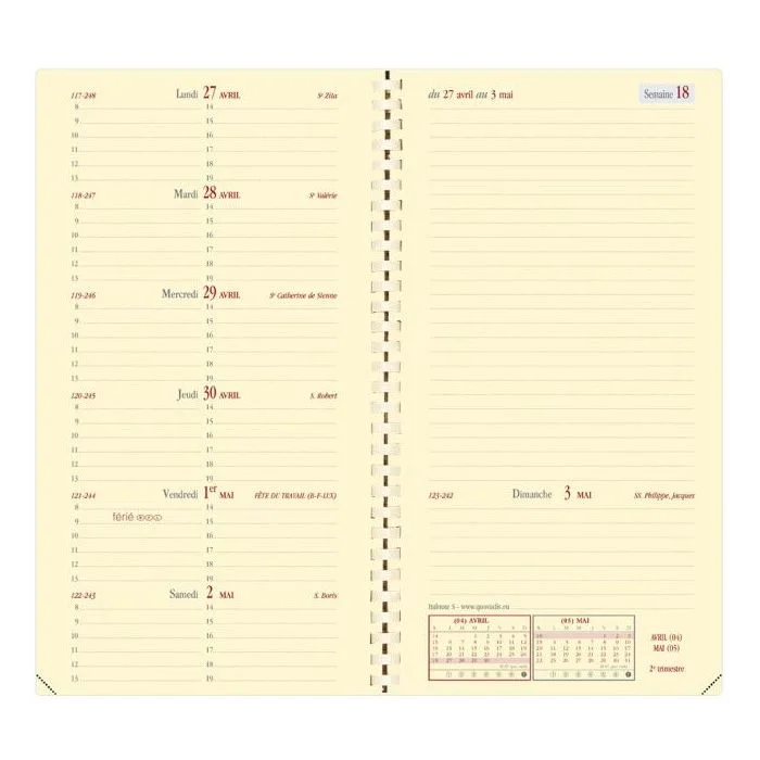 Recharge pour agenda Semainier de poche 2026 - 88 x 170 mm QUO VADIS Italnote S