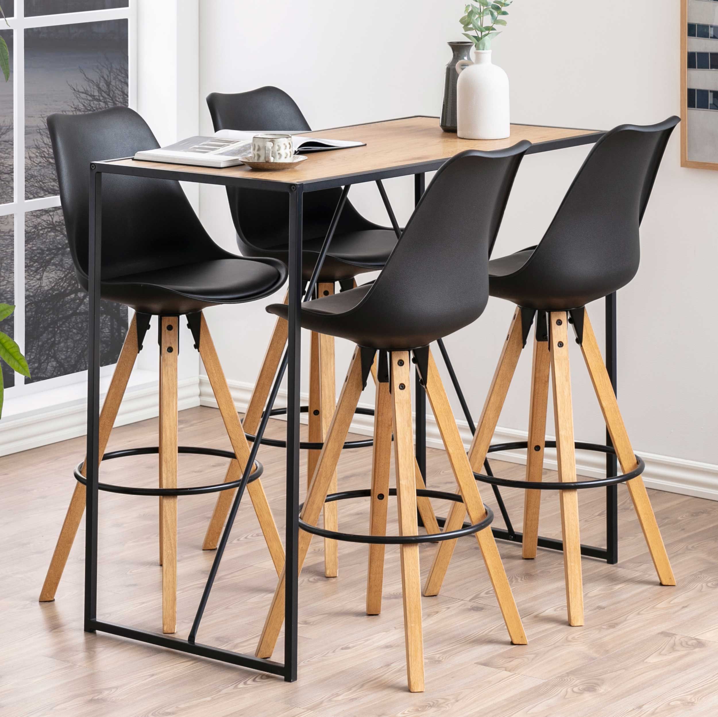 Table de bar Seaford - chêne sauvage/noir