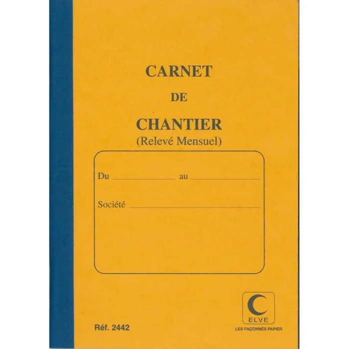 Carnet de Chantier - Mensuel (1 mois) ELVE