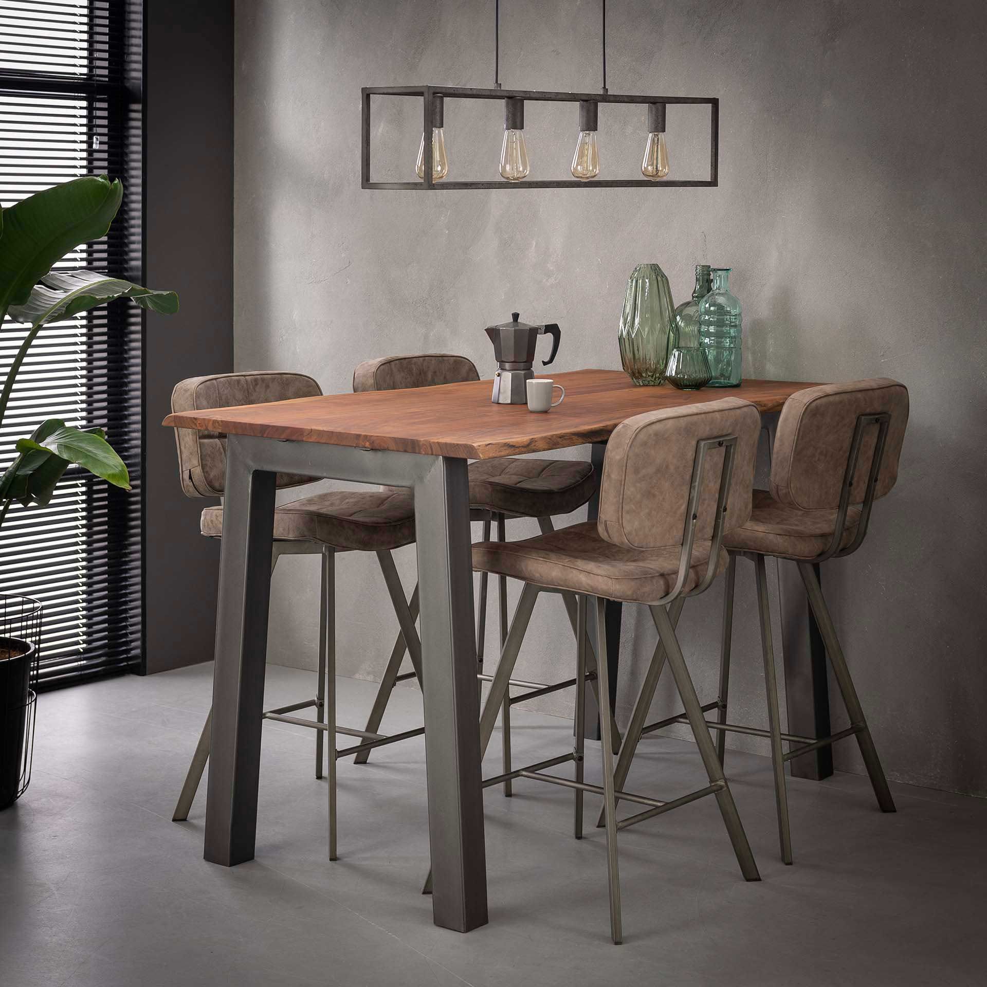 Table de bar Edge 147x80 en bois d'acacia - brun/gris