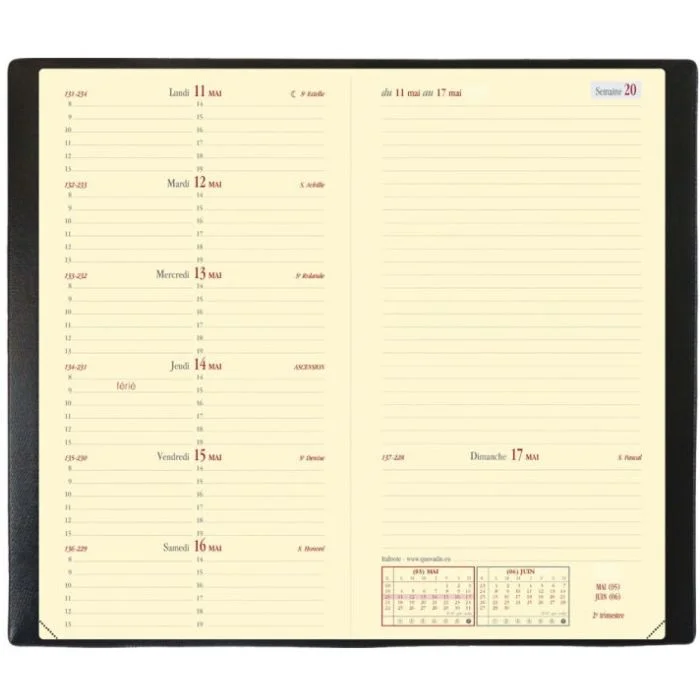 Agenda 2026 - 88 x 170 mm - Noir QUO VADIS Italnote