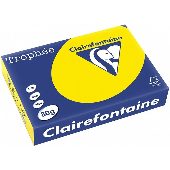 Ramette de papier de 500 feuilles A4 - Jaune fluo CLAIREFONTAINE Trophée