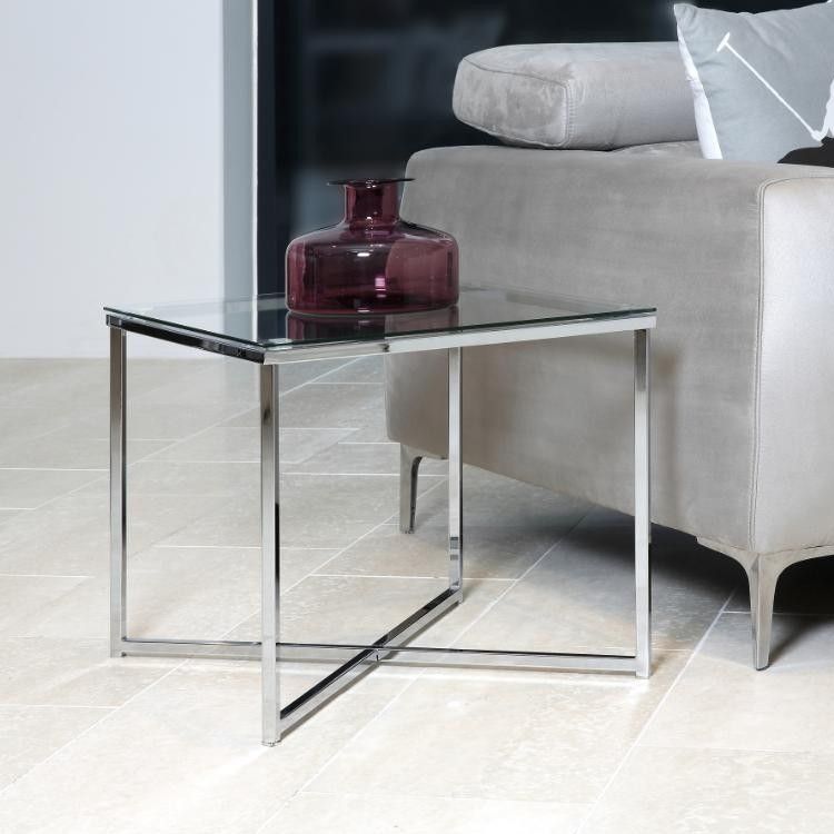 Table d'appoint Caitlynn 50x50cm - tableau transparant