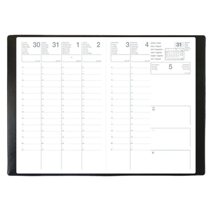 Agenda Semainier 2026 - 210 x 297 mm - Noir QUO VADIS Classique Saturne