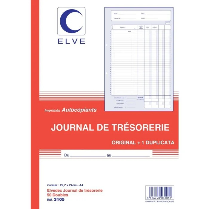 TRÉSORERIE (JOURNAL) Carnet autocopiant Dupli 297 x 210 mm Elve