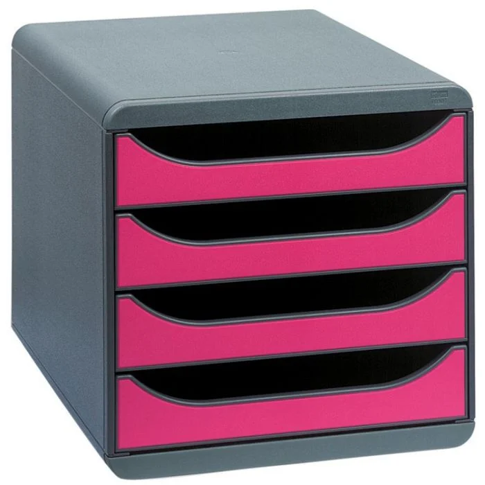Caisson à 4 Tiroirs - Big Box - Gris Noir/Framboise EXACOMPTA Iderama