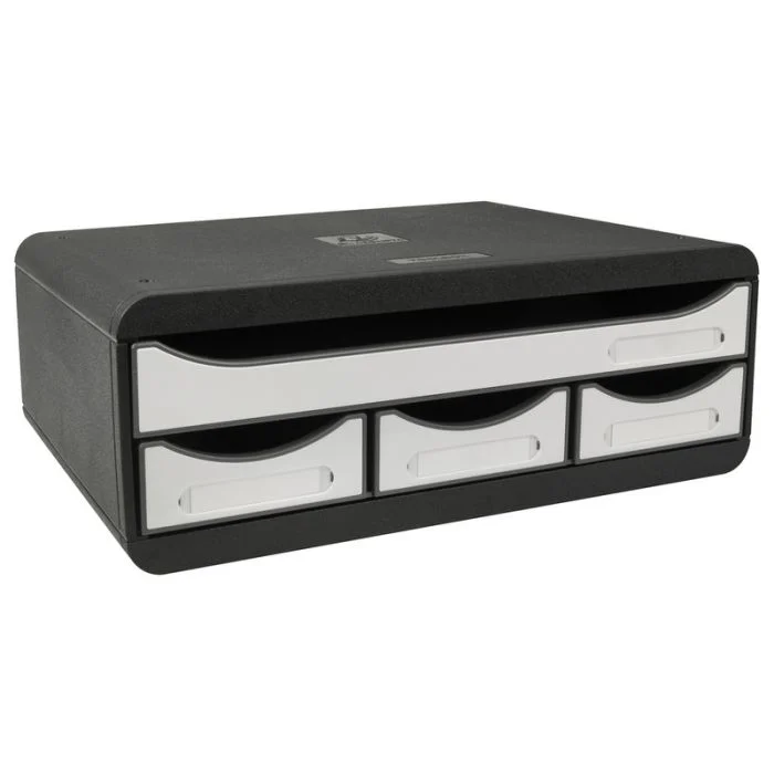 Caisson à 4 Tiroirs - Toolbox - Noir/Blanc brillant EXACOMPTA Glossy
