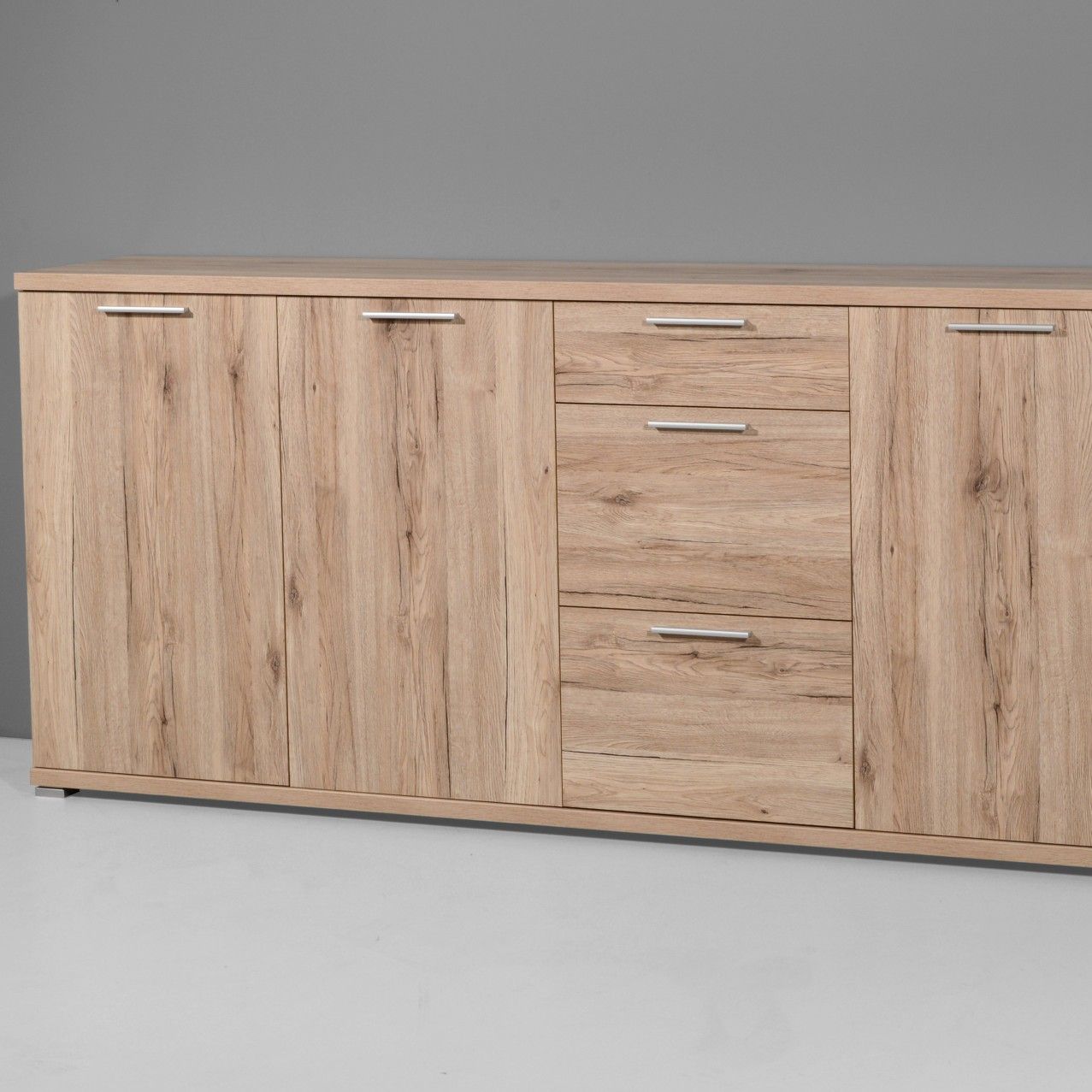 Bahut Tosun 192cm avec 3 portes & 3 tiroirs - chêne