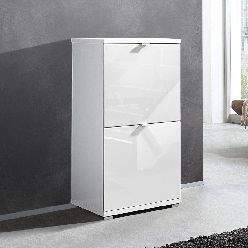 Armoire à chaussures Clucas 53cm, 2 portes - blanc