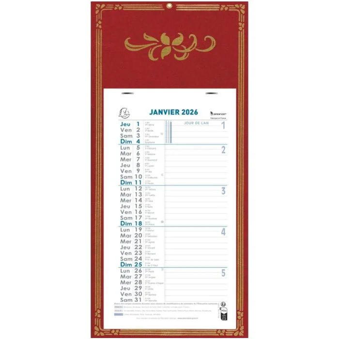 Calendrier mensuel 2026 mural - 19 x 41 cm EXACOMPTA Skytos