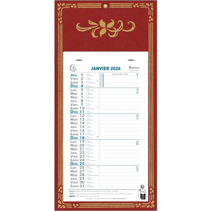 Calendrier mensuel 2026 mural - 16 x 33 cm EXACOMPTA Skytos
