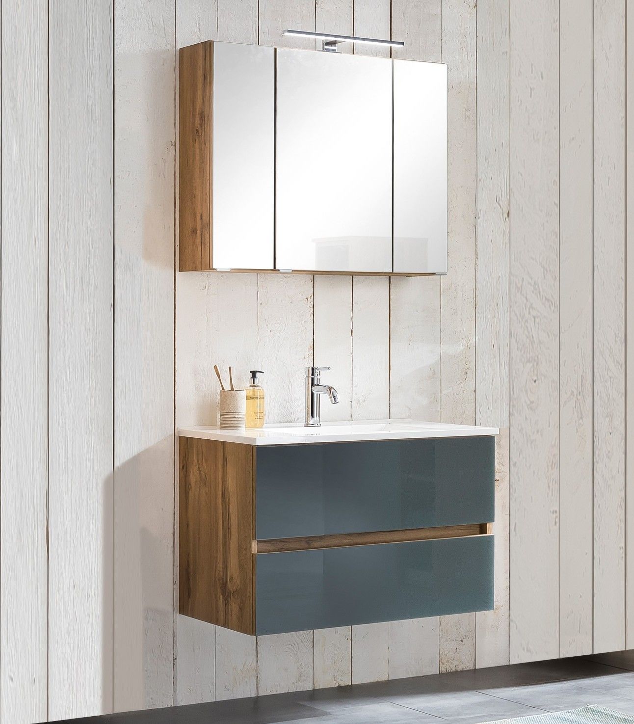 Ensemble salle de bains Helina 1 2 pièces - chêne/gris