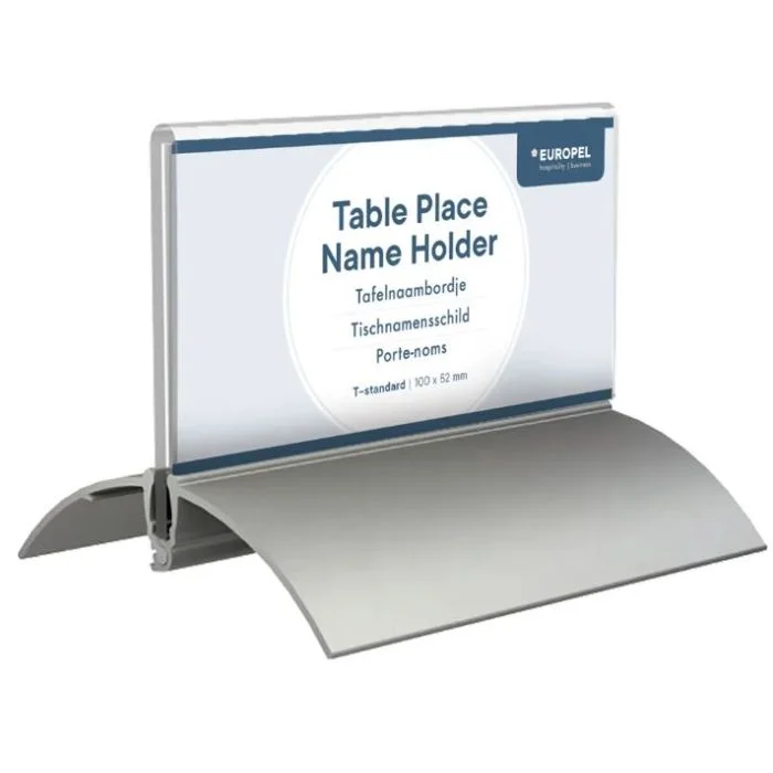 Chevalet de table - Porte-nom avec socle en aluminium - 100 x 52 mm EUROPEL