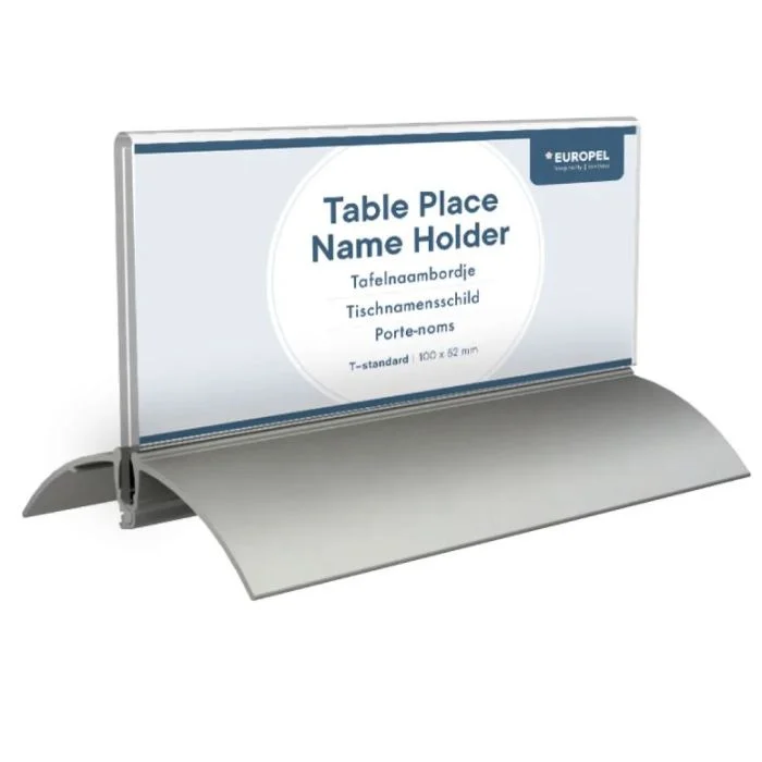Chevalet de table - Porte-nom avec socle en aluminium - 150 x 61 mm EUROPEL