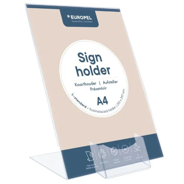 Présentoir de table incliné avec porte-cartes - A4 EUROPEL