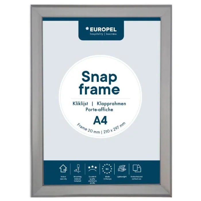 Cadre Porte affiche - A4 - Cadre plat Argent EUROPEL