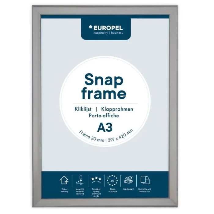 Cadre Porte affiche - A3 - Cadre plat Argent EUROPEL