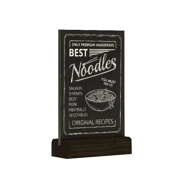 Présentoir de Table - A6/Portrait - Ardoise avec socle en bois Noir EUROPEL