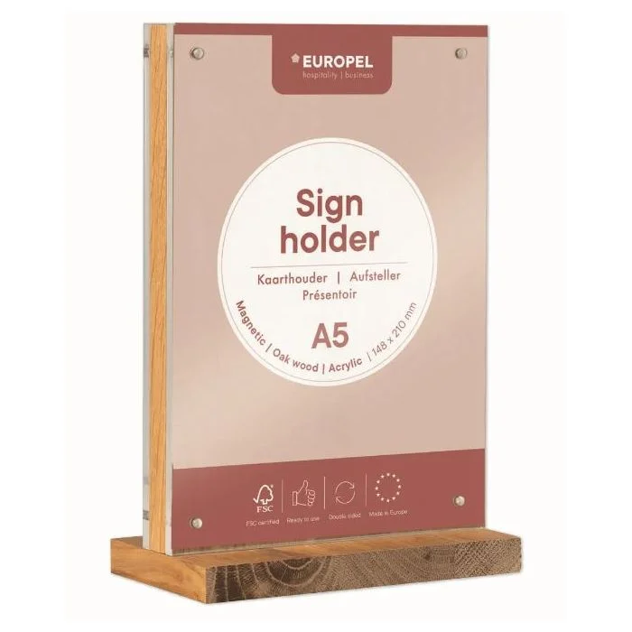Présentoir de table à aimants - Socle en bois - A5 EUROPEL