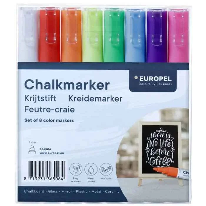 Marqueurs à craie - 3 mm - Assortiment EUROPEL Lot de 8