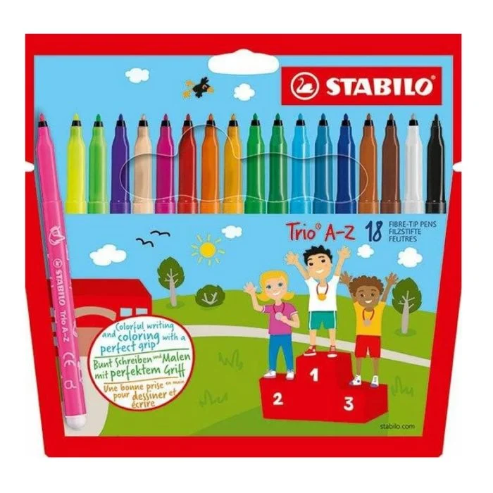 Boîte de 18 Feutres Trio A-Z - Assortiment STABILO