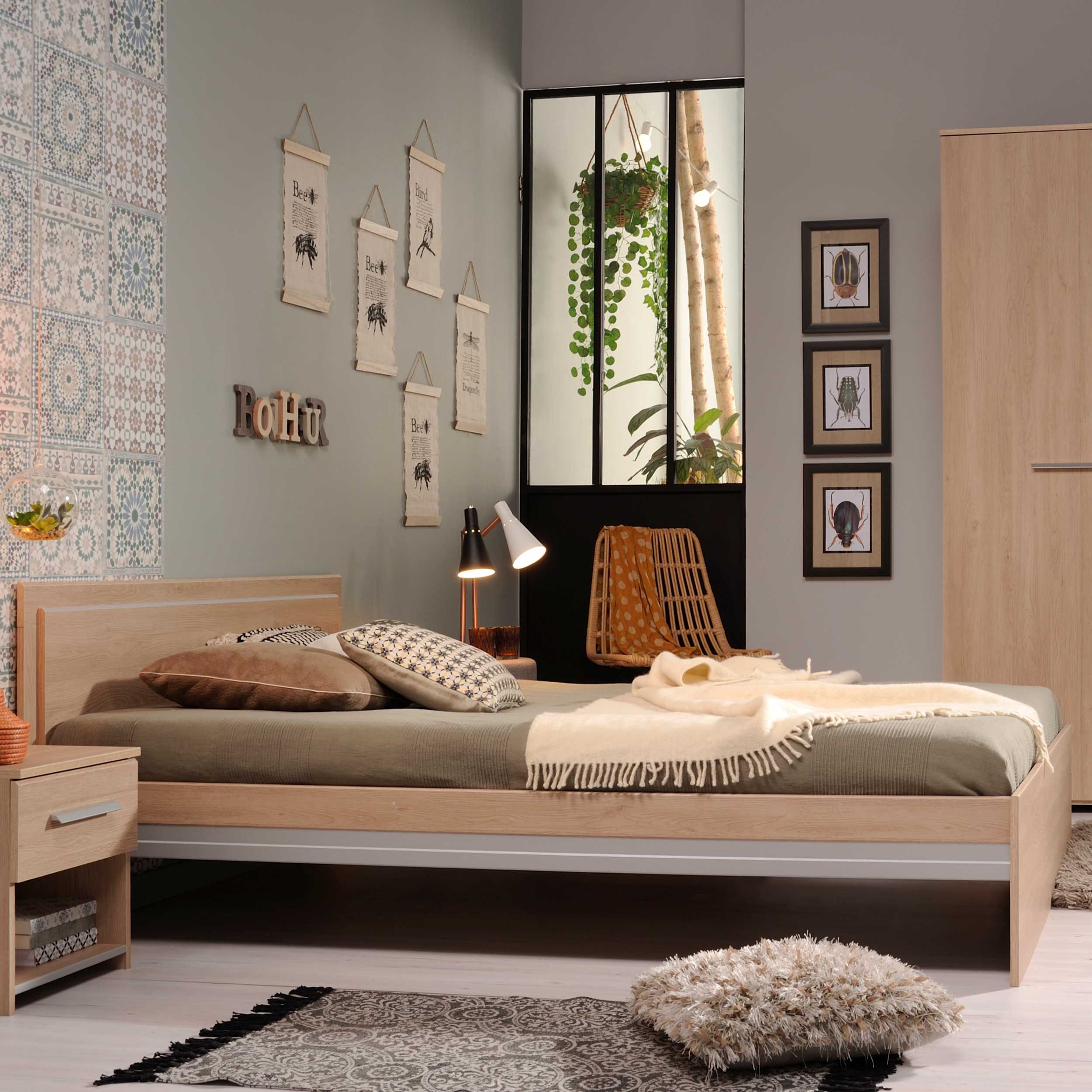 Lit Eggo 140x190 - décor en chêne