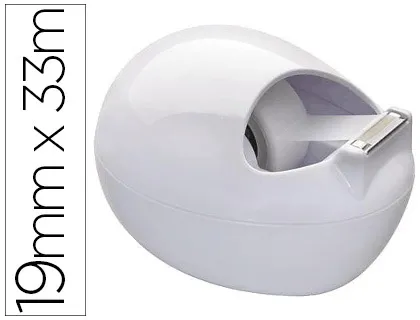 Dévidoir scotch galet blanc + 1 ruban adhésif 19mmx7.5m