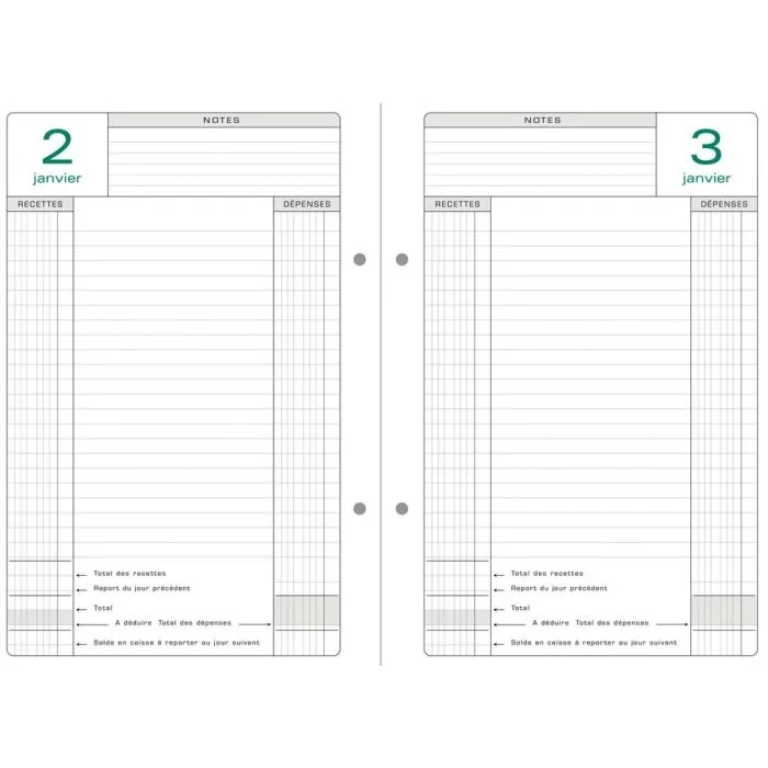 EXACOMPTA Agenda perpétuel de Caisse - Recharge