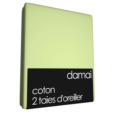 2 Taies d'Oreiller Damai Vert Citron (Coton)