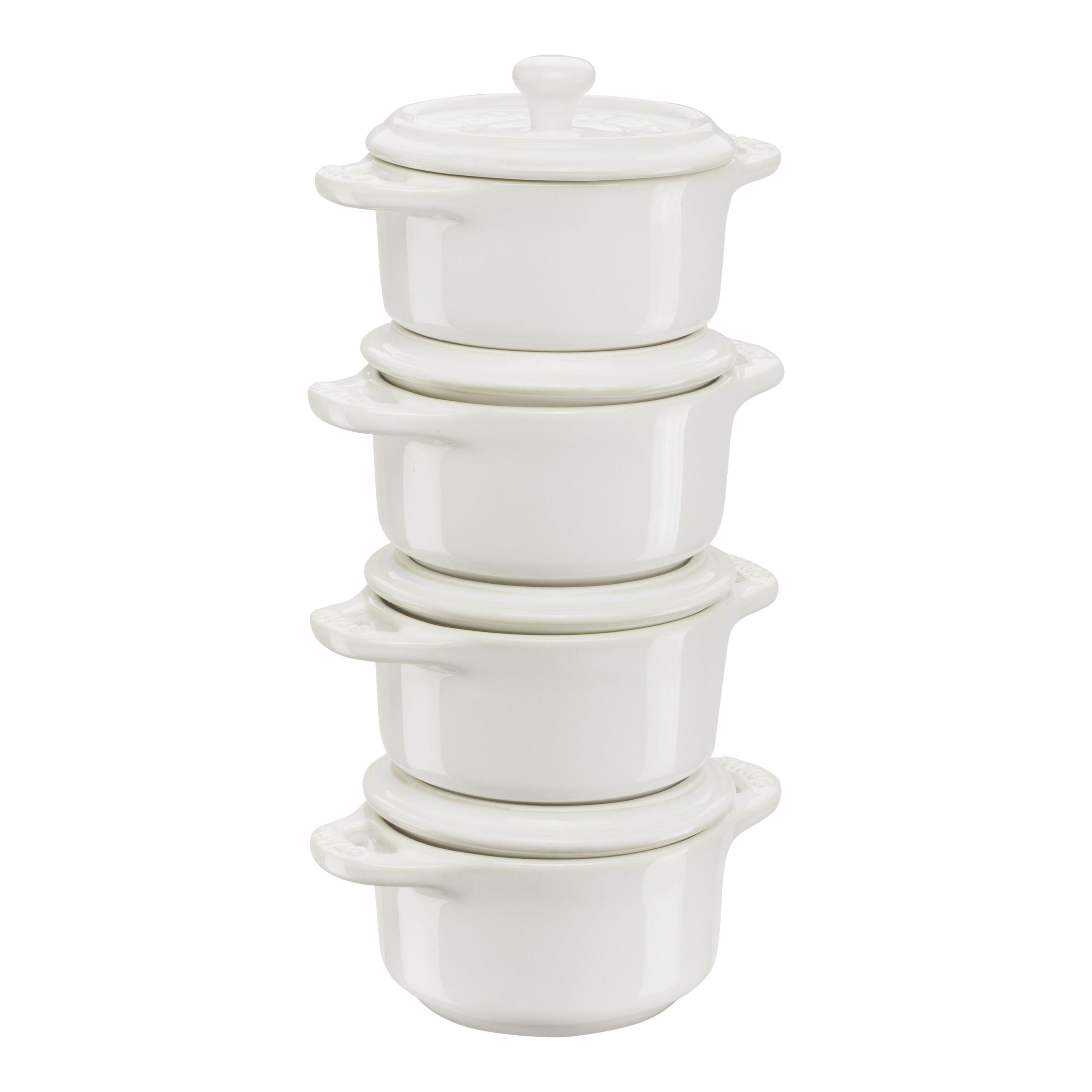 Set cocottes 4-pcs, Rond(e), Blanc ivoire, Céramique