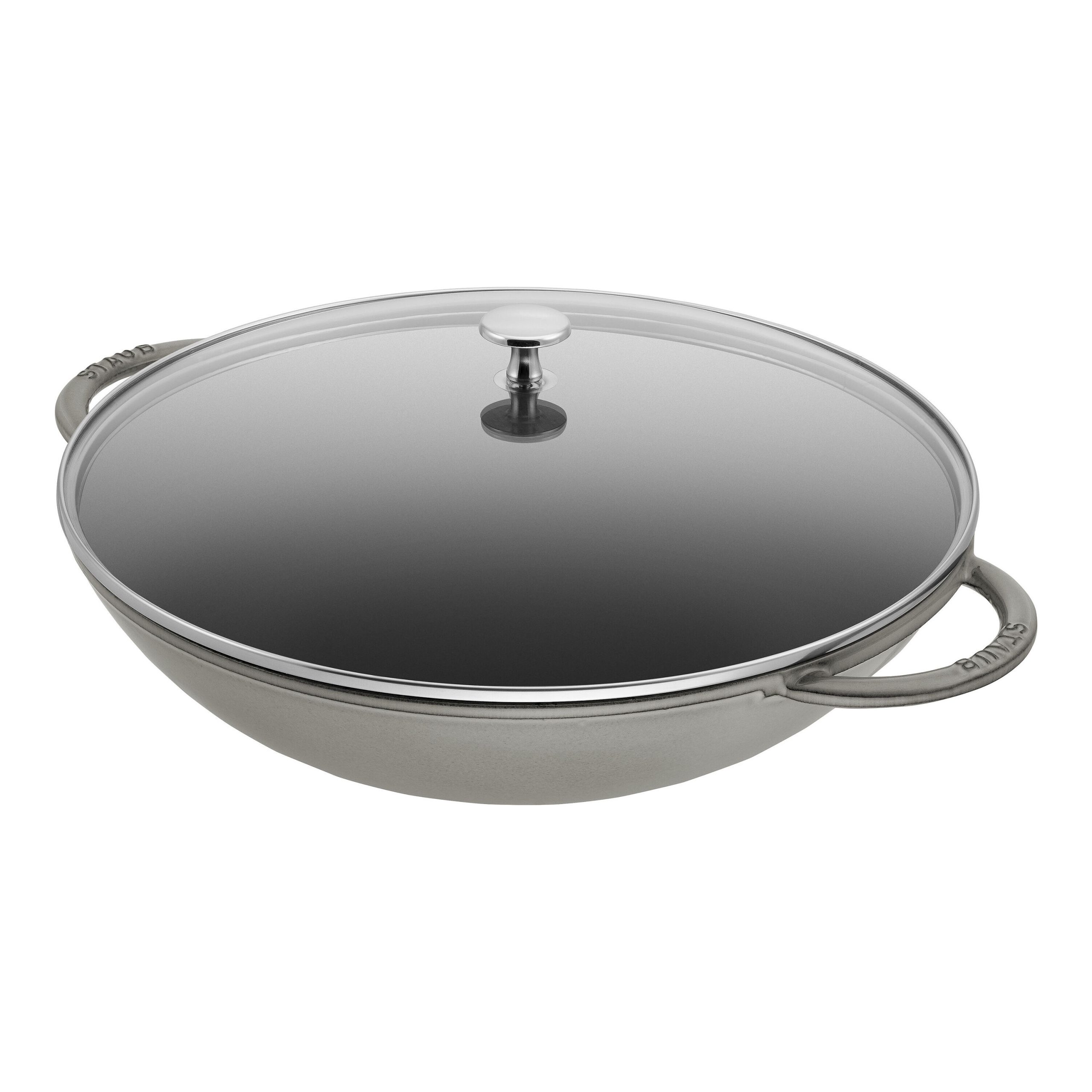 37 cm, Wok avec couvercle en verre, Gris graphite