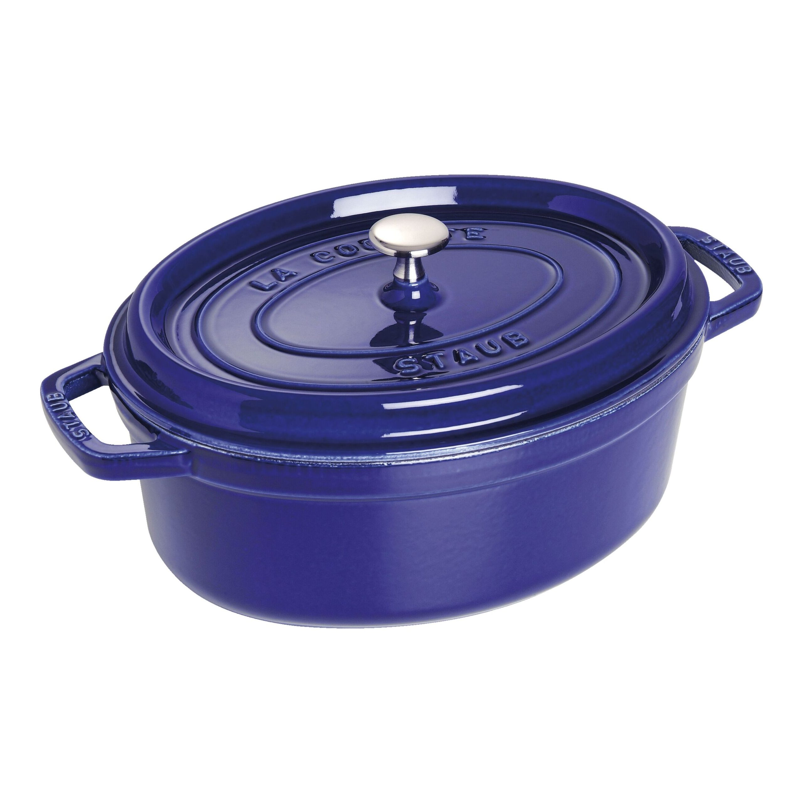 Cocotte 29 cm, Ovale, Bleu intense, Fonte