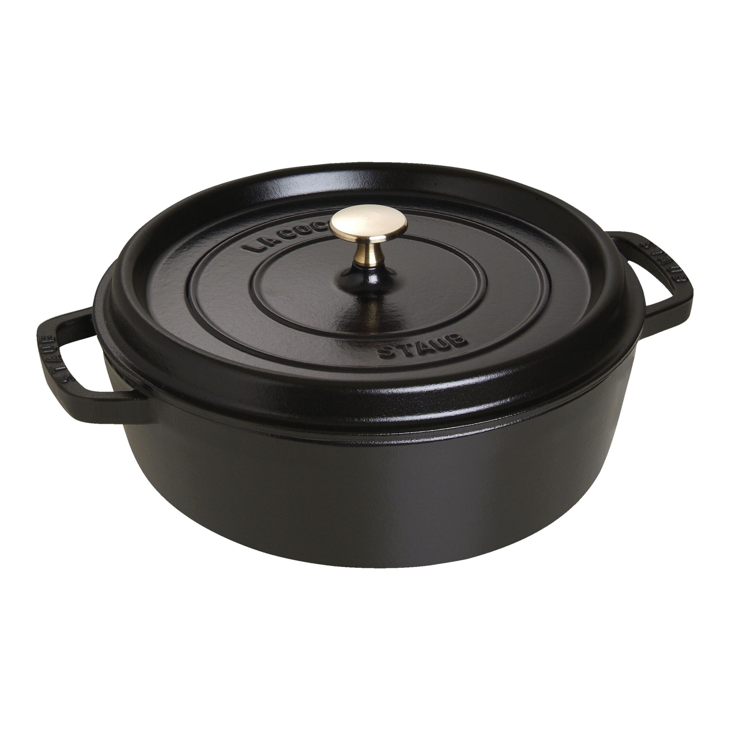 Cocotte bas 26 cm, Rond(e), Noir mat, Fonte