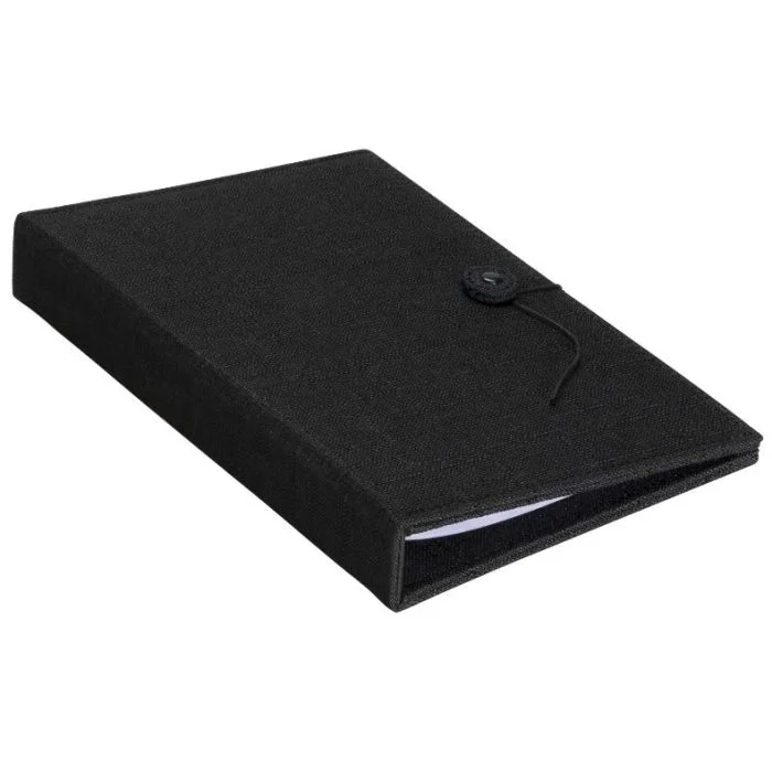 Protège-menus A5 en Lin - Noir - 6 inserts EUROPEL
