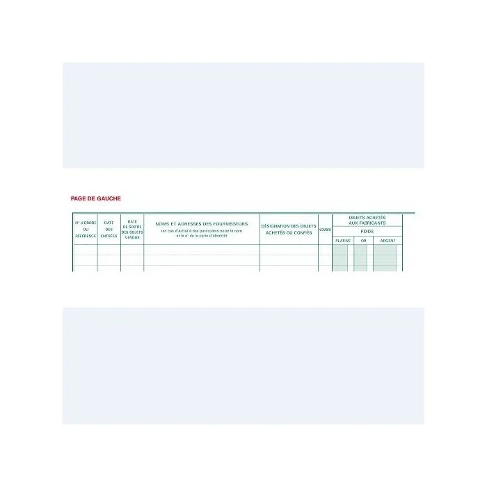 Registre Bijoutier - Achats/ventes - Livre de police pour métaux précieux EXACOMPTA