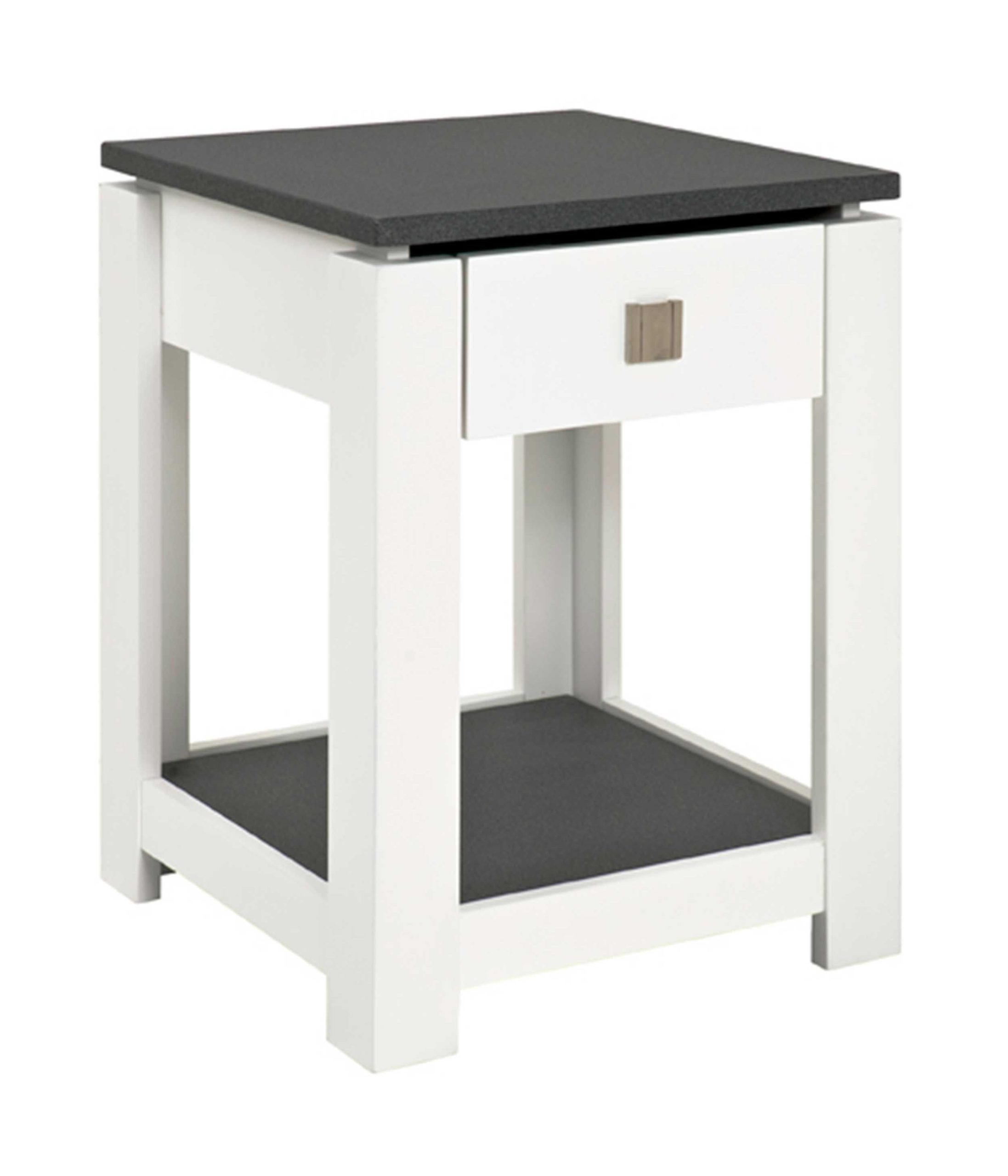 Table d'appoint Marius 40x40cm, 1 tiroir - blanc/anthracite
