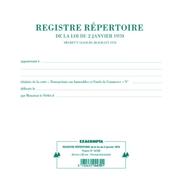 Registre immobilier répertoire EXACOMPTA