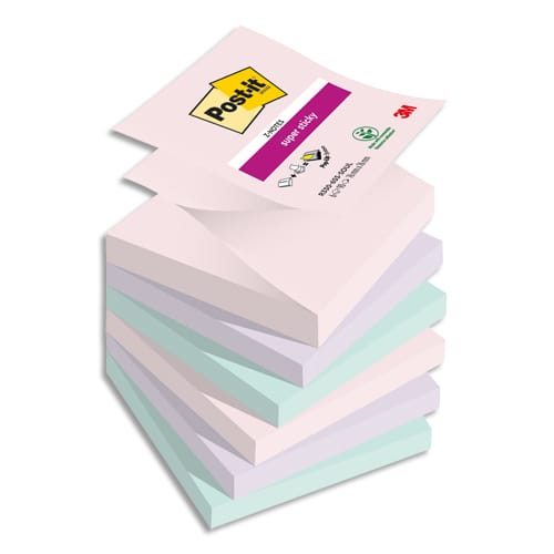 Bloc note post it z-notes super sticky collection soulful 76 x 76mm 6 blocs 90 feuilles