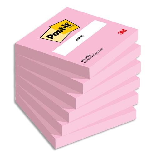 Bloc notes post it super sticky rose flamingo 76x76mm 6 blocs 100 feuilles