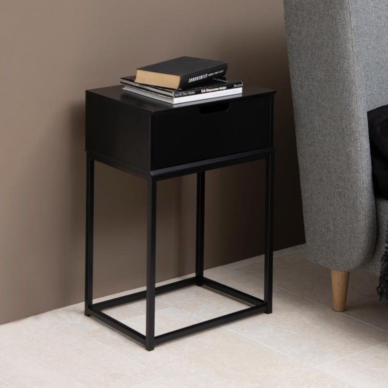 Table de chevet Mistra 1 tiroir - noir