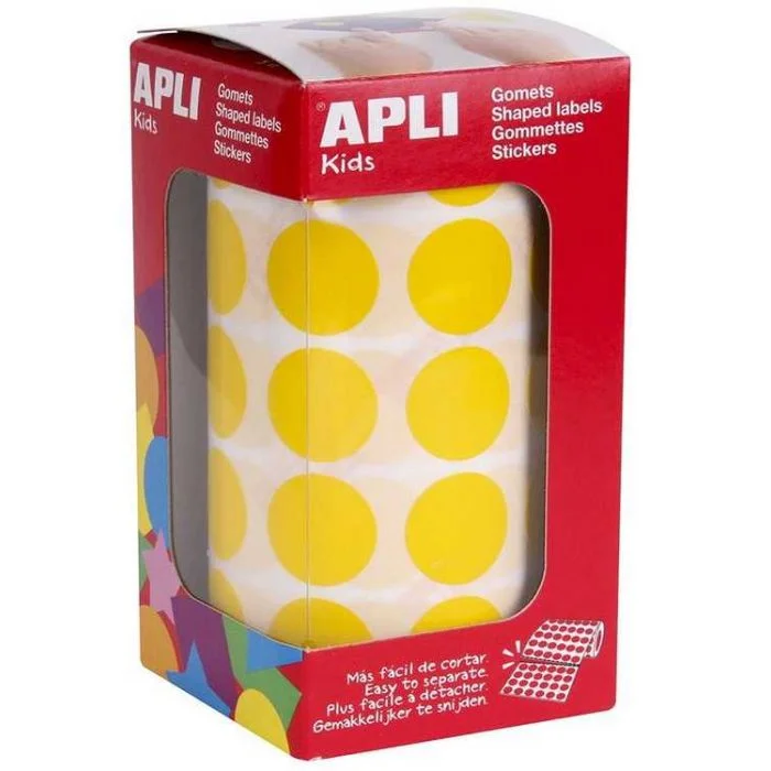 Gommettes adhésives rondes - 20 mm - Jaune APLI Lot de 1770