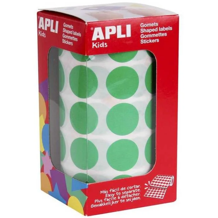 Gommettes adhésives rondes - 20 mm - Vert APLI Lot de 1770